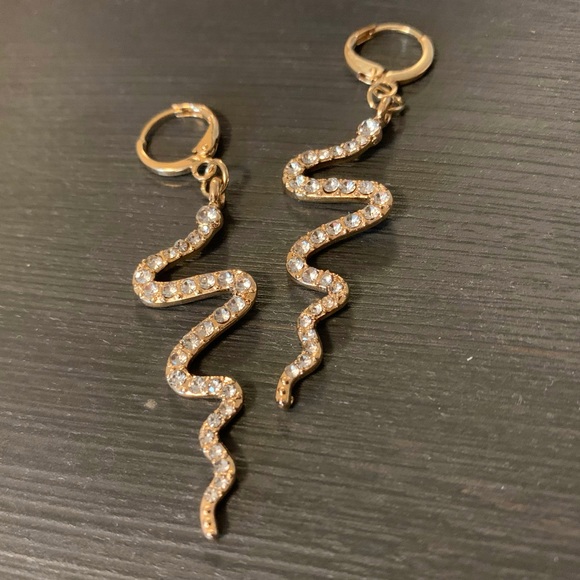 Urban Outfitters Jewelry - BOGO FREE//GOLD SNAKE EARRINGS WITH JEWELS
